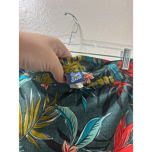 RipSkirt Hawaii Rip Skirt Women's Size Large Green Blue Tropical Print Wrap NWOT - Picture 3 of 3